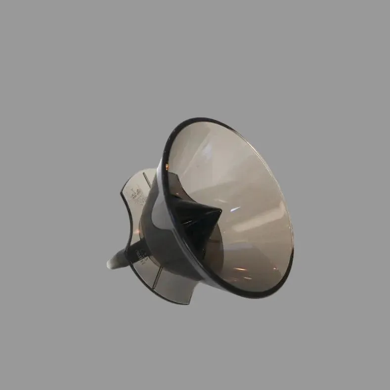 Smoke-tinted GX2 dripper at an angle showing the cone inside