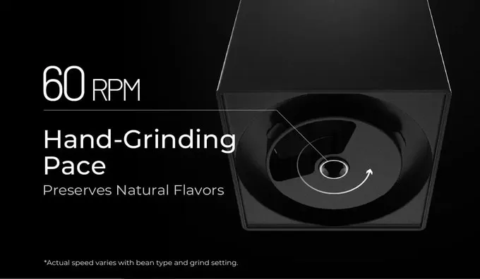 Nexra graphic showing the module's roughly 60 RPM grinding speed