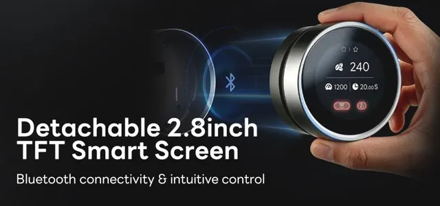 Nexus 64X detachable 2.8-inch touchscreen held in a hand
