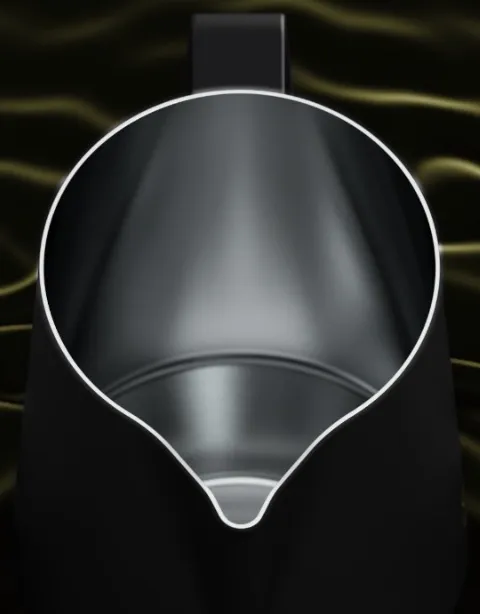 Rendering of the Nucleus Silk milk jug from above, spout toward the camera