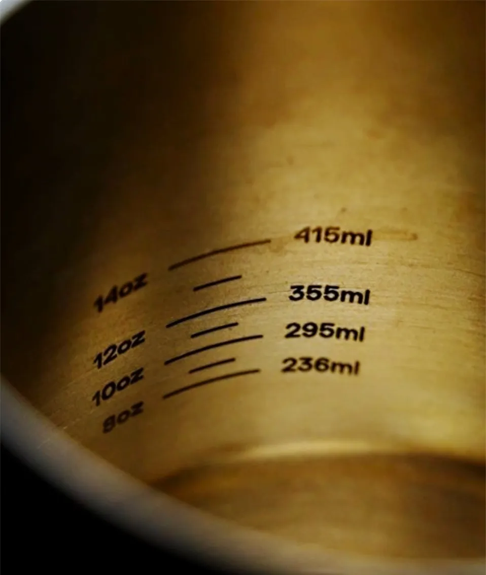 Volume markings inside the Nucleus Silk jug, from 8 oz (236 ml) to 14 oz (415 ml)